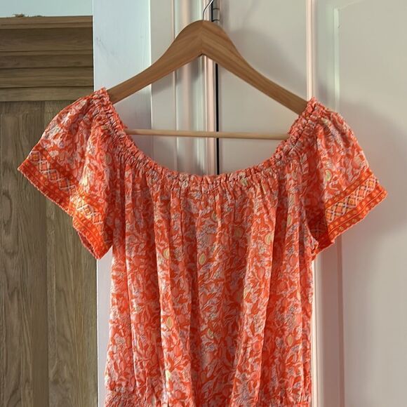 Poupette St Barth small off shoulder Camilla romper orange floral - Picture 11 of 14